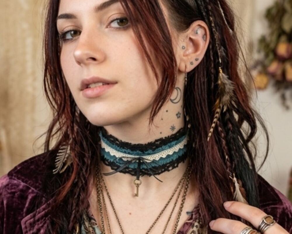 Handmade Multilayer Lace and Velvet Whimsigoth/Goth Skeleton Key Choker Necklace